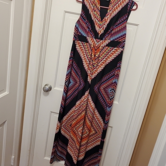 Chico's Geometric Print Maxi Knit Dress Size 1=Ladies 8/10, Colorful - Picture 4 of 8